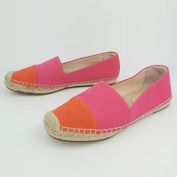 J. Crew Pink Orange Canvas Espadrille Flats 7 - Picture 3 of 12